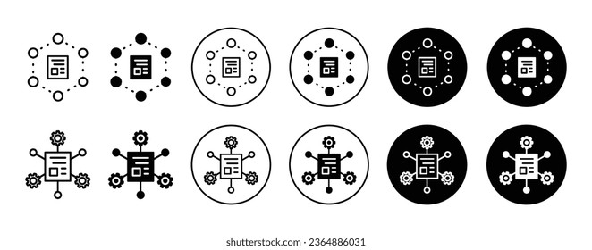 CMS icon. Content management system of business symbol set. Company strategy for content marketing or sharing digitally vector sign. CMS automation network line logo.