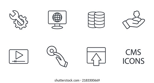 iconos de cms configurados. símbolo de paquete cms elementos vectoriales para web infográfica