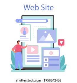 CMS introduction online service or platform. Content management system.