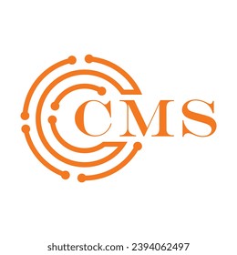 Diseño de letras CMS. Diseño del logotipo de la tecnología de letras CMS sobre fondo blanco. Diseño del logotipo de Monograma CMS para emprendedores y empresas