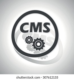 CMS settings sign sticker, curved, with outlining and shadow