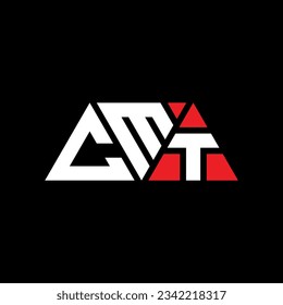 CMT triangle letter logo design with triangle shape. CMT triangle logo design monogram. CMT triangle vector logo template with red color. CMT triangular logo Simple, Elegant, and Luxurious design.