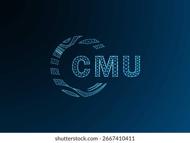 Diseño de Vector de logotipo de letra de polietileno baja CMU. Diseño de logotipo de poliéster inferior de CMU. Diseño único del logotipo de baja poli de CMU.