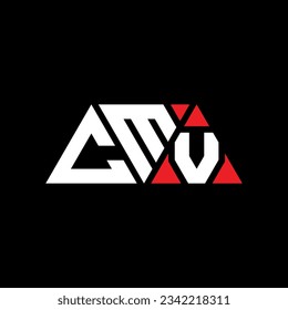 CMV triangle letter logo design with triangle shape. CMV triangle logo design monogram. CMV triangle vector logo template with red color. CMV triangular logo Simple, Elegant, and Luxurious design.