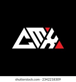CMX triangle letter logo design with triangle shape. CMX triangle logo design monogram. CMX triangle vector logo template with red color. CMX triangular logo Simple, Elegant, and Luxurious design.