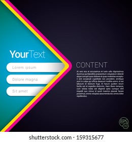 Cmyk arrow shape exclusive composition edition of a scalable futuristic minimal vector software 3d navigation layout design simple menu for print, for web, or for mobile application for universal use 