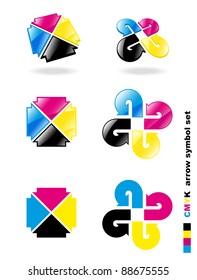 CMYK arrow symbol set. Vector illustration.