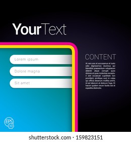 Cmyk, bottom corner and dark edition of a scalable abstract geometric flat gui design for placing objects, images, icons, photos, and content. For print, for desktop, application or for universal use.