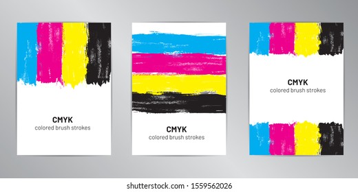 CMYK brush cover design background set A4 format.
