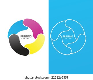 CMYK business company logo design template, printing press log o design concept