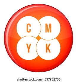 CMYK circles icon in red circle isolated on white background vector illustration