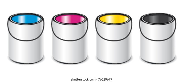 CMYK / CMJN paint cans. Vector illustration.