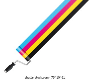 CMYK / CMJN Roller paint. Vector and isolated.