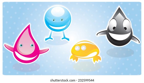 CMYK color drop characters