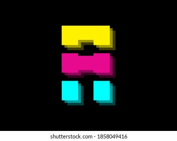 Cmyk color font logo, A letter vector desing. Dynamic split blue, pink, yellow color on black background. For social media,design elements, creative poster, web template etc.                       