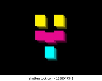 Cmyk color font logo, X letter vector desing. Dynamic split blue, pink, yellow color on black background. For social media,design elements, creative poster, web template and more                     