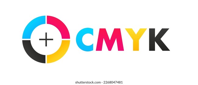 CMYK Farbpalette Vektorvorlage. Cmyk Logo Template Service Print Typografie. Gemischter Spektralgraph. Vektorgrafik