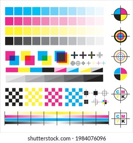 Cmyk Color Palette And Wheel, Isolated Spectrum Of Shades, Lights With Tones And Hues. Pigments And Gradients For Reference. Cyan And Magenta, Yellow And Black. Vector In Flat Style Illustration