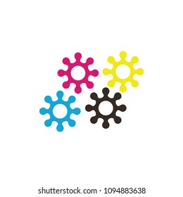 CMYK color splash logo design vector