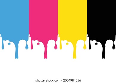 CMYK Color Water Splash Design Element On The White Background, Ink Splashing Bubble Shape Vector Illustration