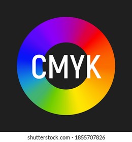 CMYK color wheel spectrum selector picker. CMYK palette logo. Color rainbow diagram circle