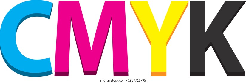 CMYK Colorful 3d letters. Vector print design concept illustration.