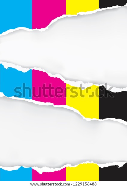 \
CMYK colors Ripped paper background.\
Ripped paper\
with printing colors with place for your text or image.Vector\
available. 