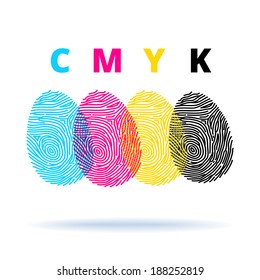 cmyk concept with fingerprints 