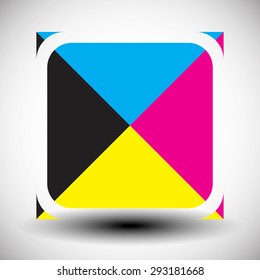 Cmyk Concept Graphics. Simple Icon For Press, Prepress, Printing, DTP Concepts.