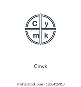Cmyk concept line icon. Linear Cmyk concept outline symbol design. This simple element illustration can be used for web and mobile UI/UX.