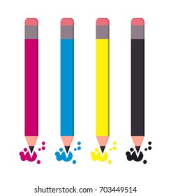 Cmyk crayons vector illustration - cyan, magenta, yellow, black