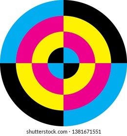 CMYK cyan magenta yellow black target circle background designer graphic