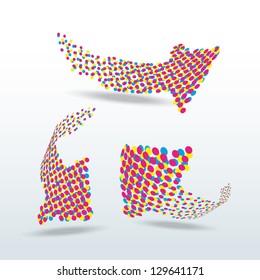 cmyk dotted arrows icon set vector illustration