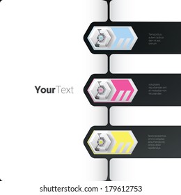 CMYK edition of a robot style responsive flat interface - banner composition. position: vertical arranged and horizontal text box. Scalable vector graphics for infographics & web design & brochure