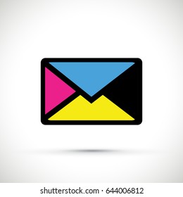 A cmyk envelope on white background