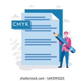 Hombre de archivo CMYK, 10 pasos. Archivo para el equipo.  Ilustración vectorial para banner web, infografía, móvil. para el teléfono. archivo para descargar