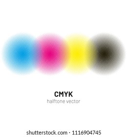 CMYK halftone rounds background vector