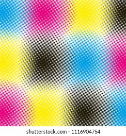 CMYK halftone rounds background vector
