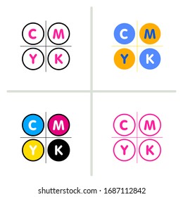 Icono de tinta CMYK. Ilustración de elemento gráfico con estilo diferente en fondo blanco. Ilustración vectorial. 