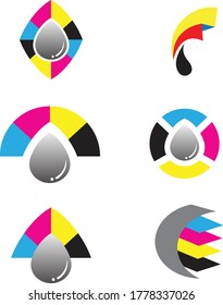 diseño de conjunto de vectores de logotipo de tinta CMYK