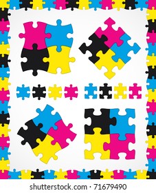 CMYK jigsaw puzzle set