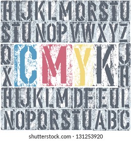 CMYK letterpress poster. Vector, EPS8