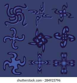 CMYK. No gradients. No transparency. This is a set of decorative elements. You can use them as angular elements or elements of more complex patterns.