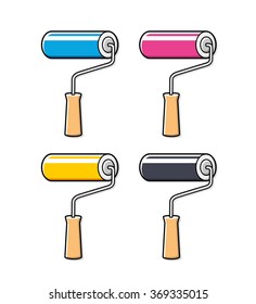CMYK paint rollers.