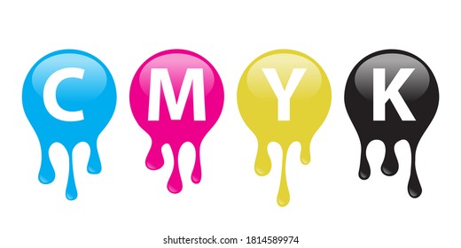 CMYK paint symbol. Spilled paints. Design element .Vector illustration.
