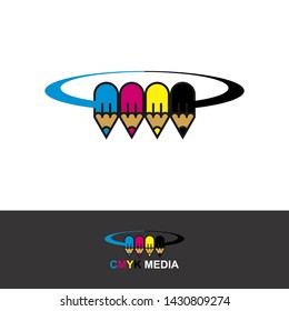 CMYK pencil color logo vector design