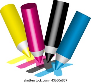 cmyk pencils make an X