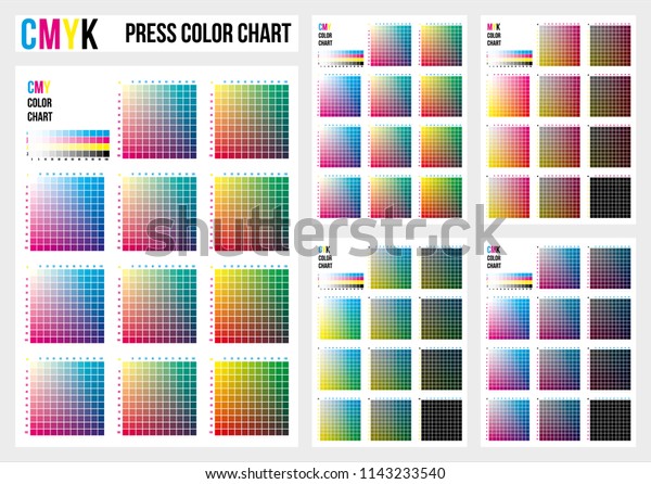 Cmyk Press Color Chart Cmyk Process Stock Vector Royalty