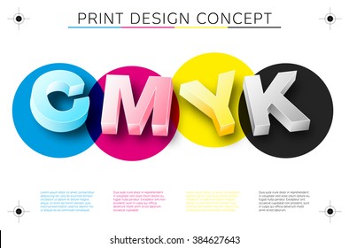 CMYK print concept with 3D letters and place for your text - vector file