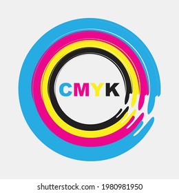 ondas de círculo de impresión cmyk aisladas en fondo de tono gris
